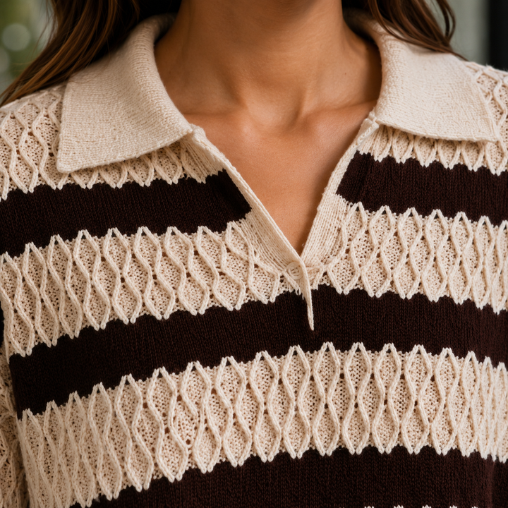 Women's Maxine Textured Sweater in Cream | Invictora.com