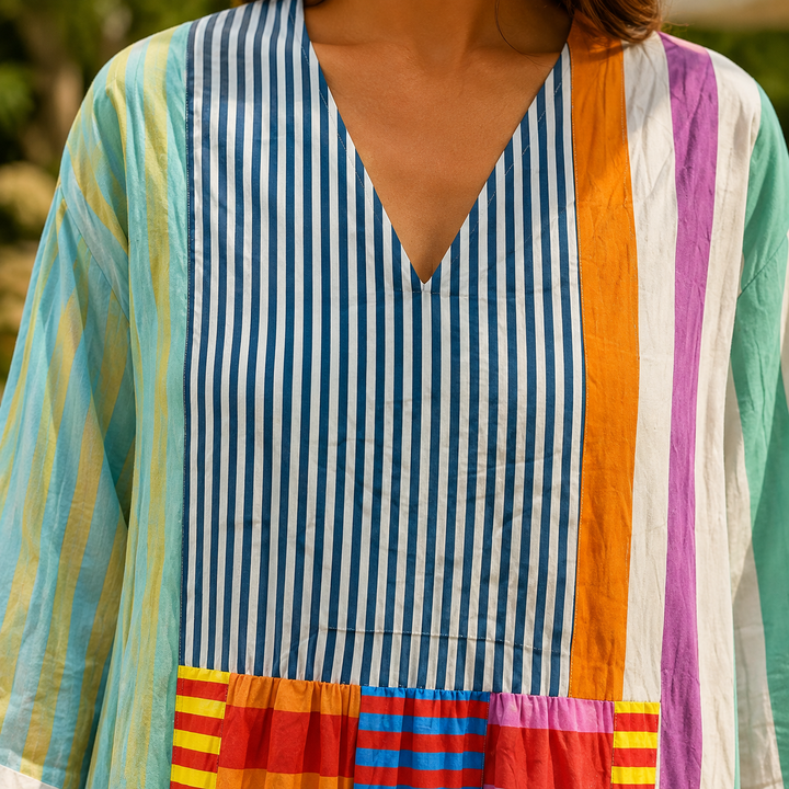 Women's April Patchwork Dress in Multicolor | Invictora.com