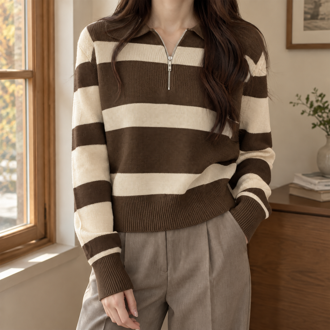Women's Sofia-Faye Half Zip Sweater in Apricot | Invictora.com