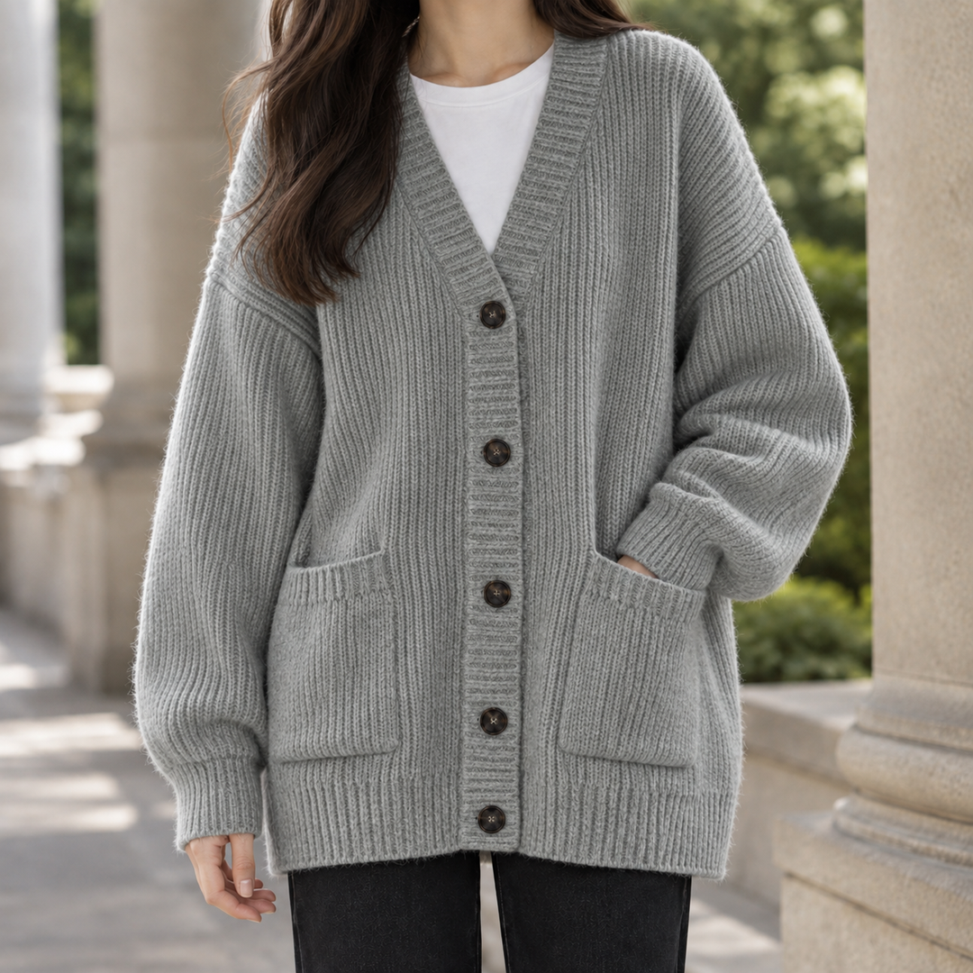 Women's Mireille-Sage Ribbed Cardigan in Creamy-white | Invictora.com