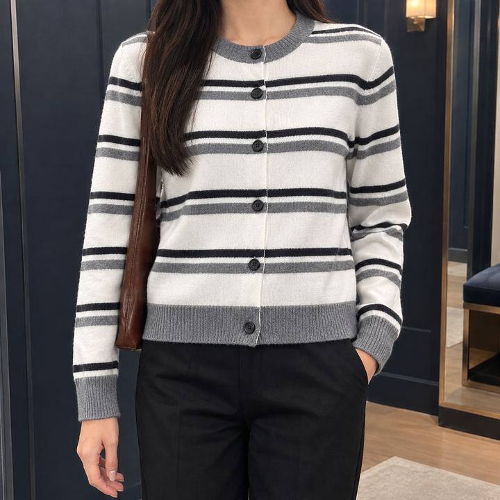 Women's Florentine-Kate Striped Cardigan in Red Stripe | Invictora.com