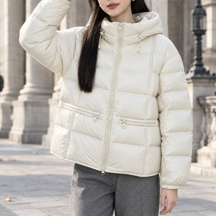Women's Thalia-Pearl Quilted Jacket in Black | Invictora.com