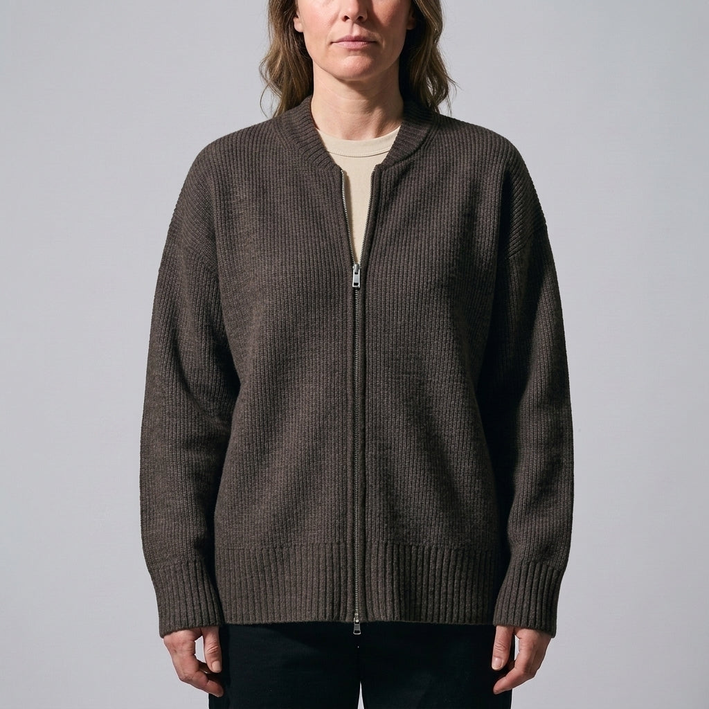 Women's Fenella Zip Cardigan in Silver Gray | Invictora.com