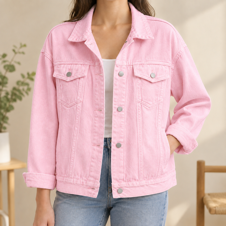 Women's Nicolette Denim Overshirt in White | Invictora.com