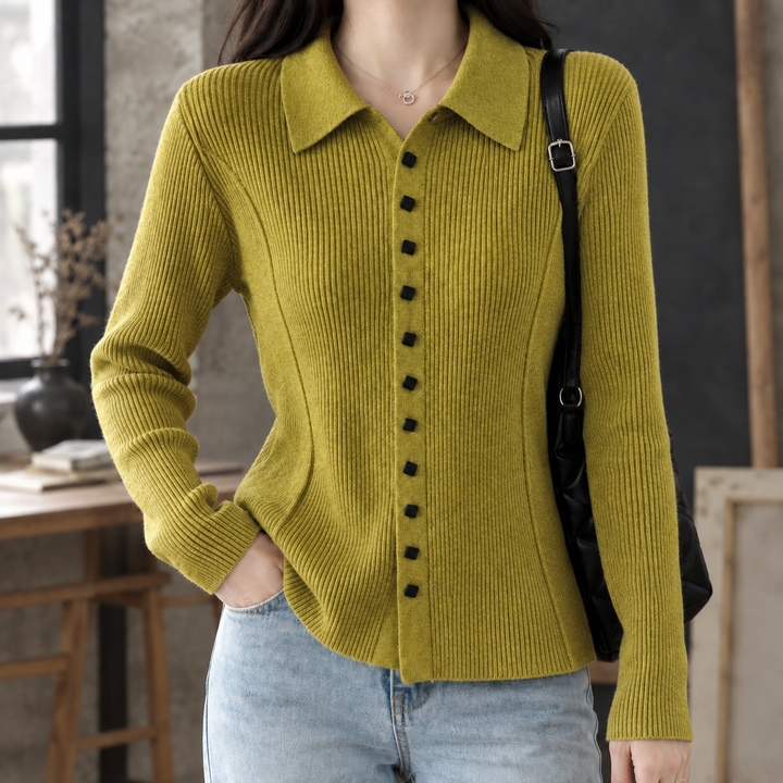 Women's Fiona-Grace Ribbed Cardigan in Gray | Invictora.com