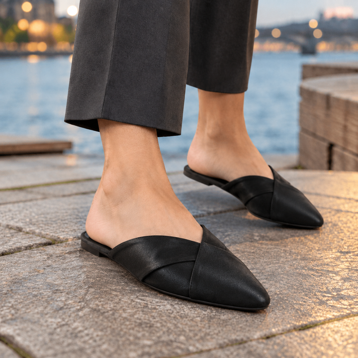 Women's Bembo Stiletto Mules in Brown | Invictora.com
