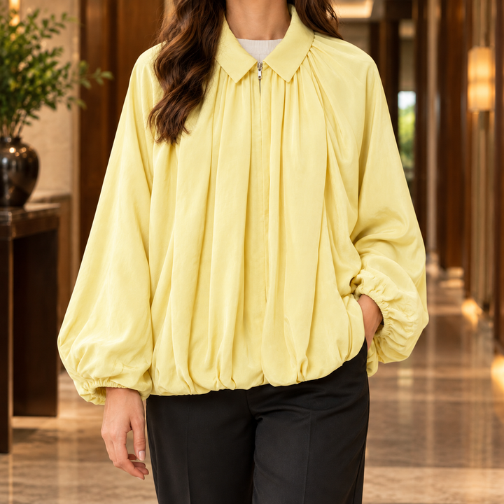 Women's Dorothea-Sage Balloon Jacket in Green | Invictora.com