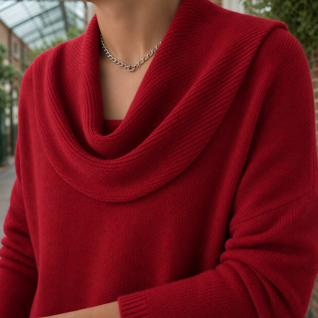 Women's Alec Cowl Neck Sweater in Red | Invictora.com