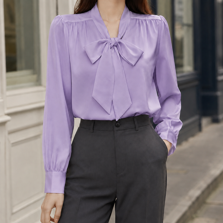 Women's Ariane Bow Blouse in White | Invictora.com