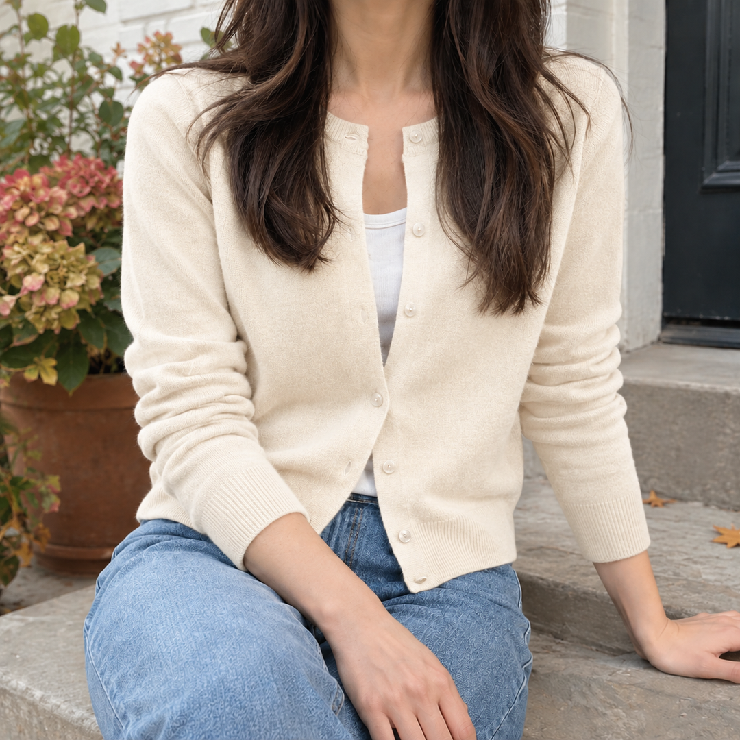 Women's Winona-Grace Round Neck Cardigan in Brown | Invictora.com
