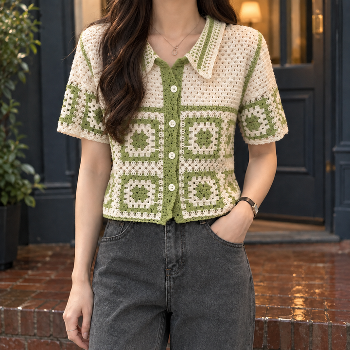 Women's Thea Crochet Cardigan in Black | Invictora.com