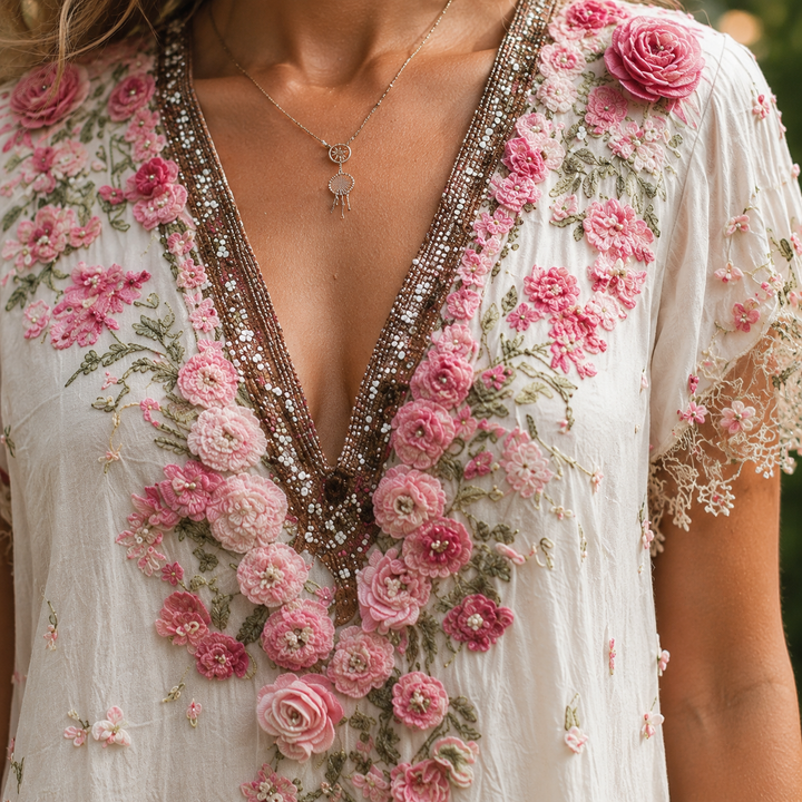 Women's Vivienne Floral Dress in White | Invictora.com