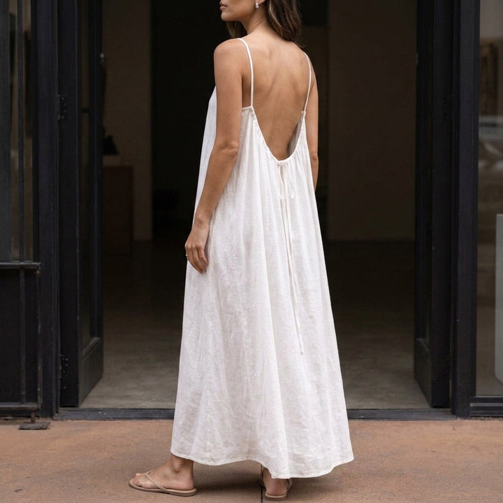 Women's Romy Backless Maxi Dress in Brown | Invictora.com