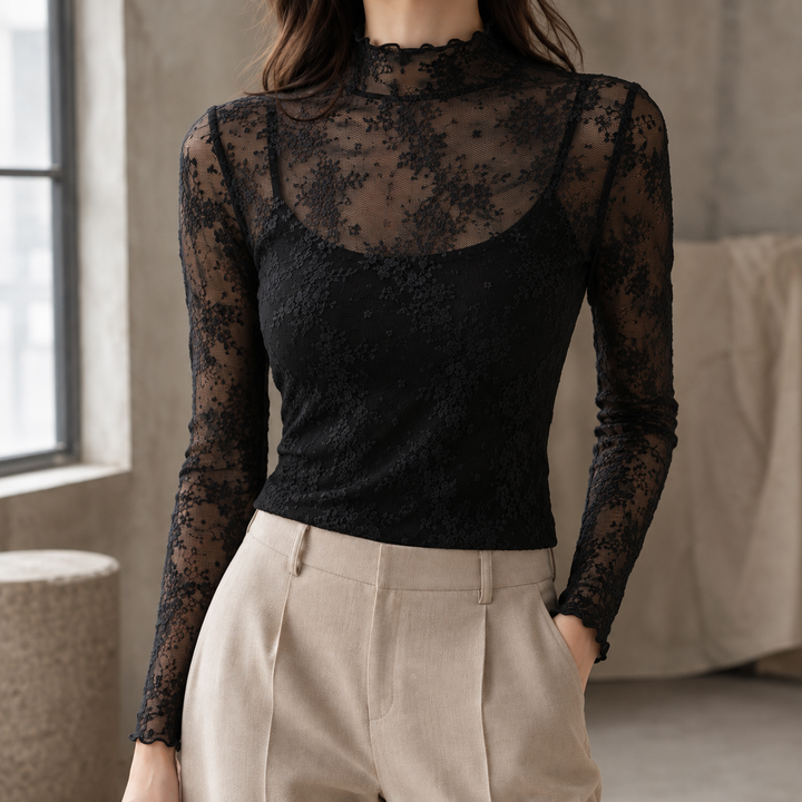 Women's Anouk-Faye Mock Neck Top in White | Invictora.com