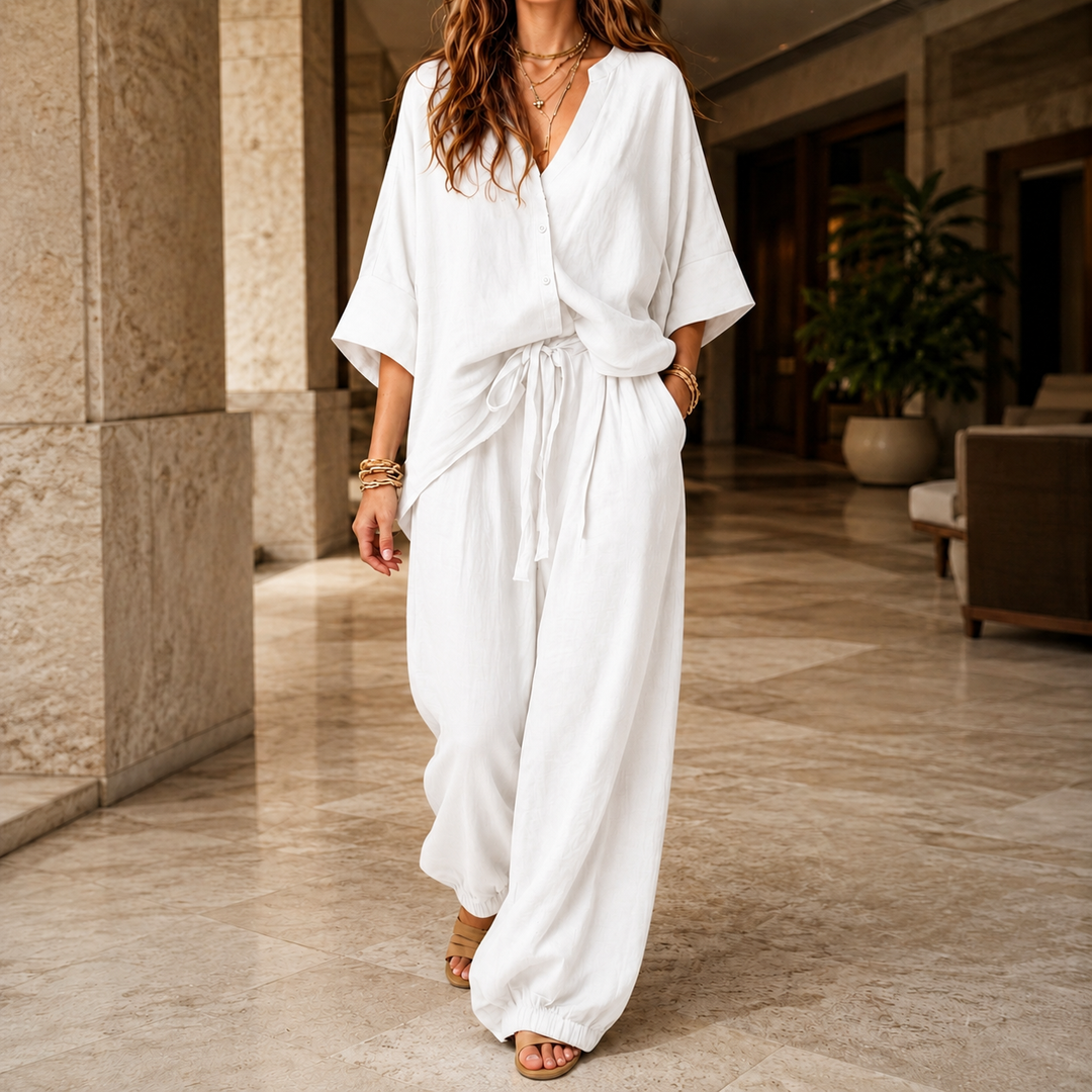 Women's Modesty Relaxed Pants Set in Blue | Invictora.com