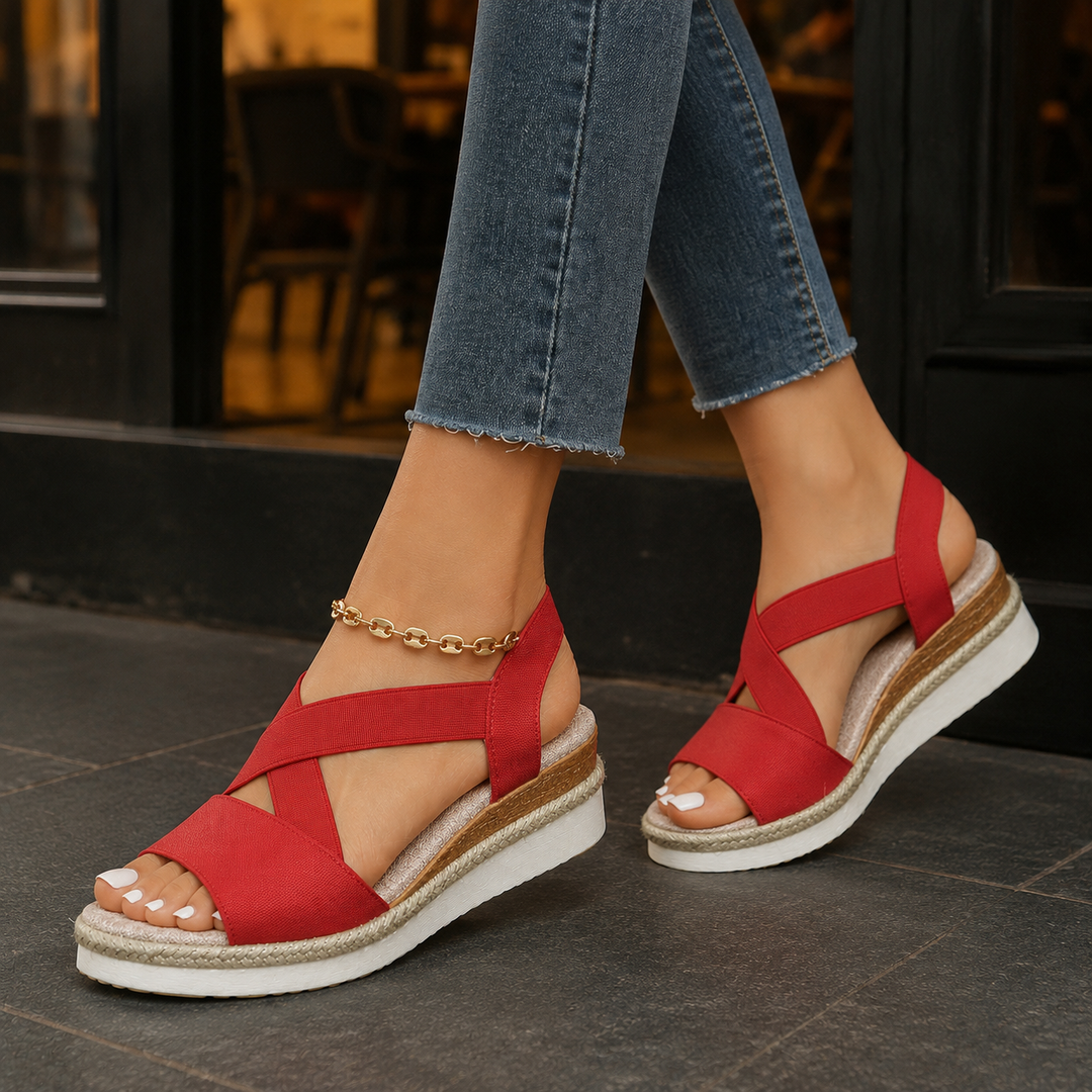 Women's Casentino Elastic Wedge Sandals in Black | Invictora.com