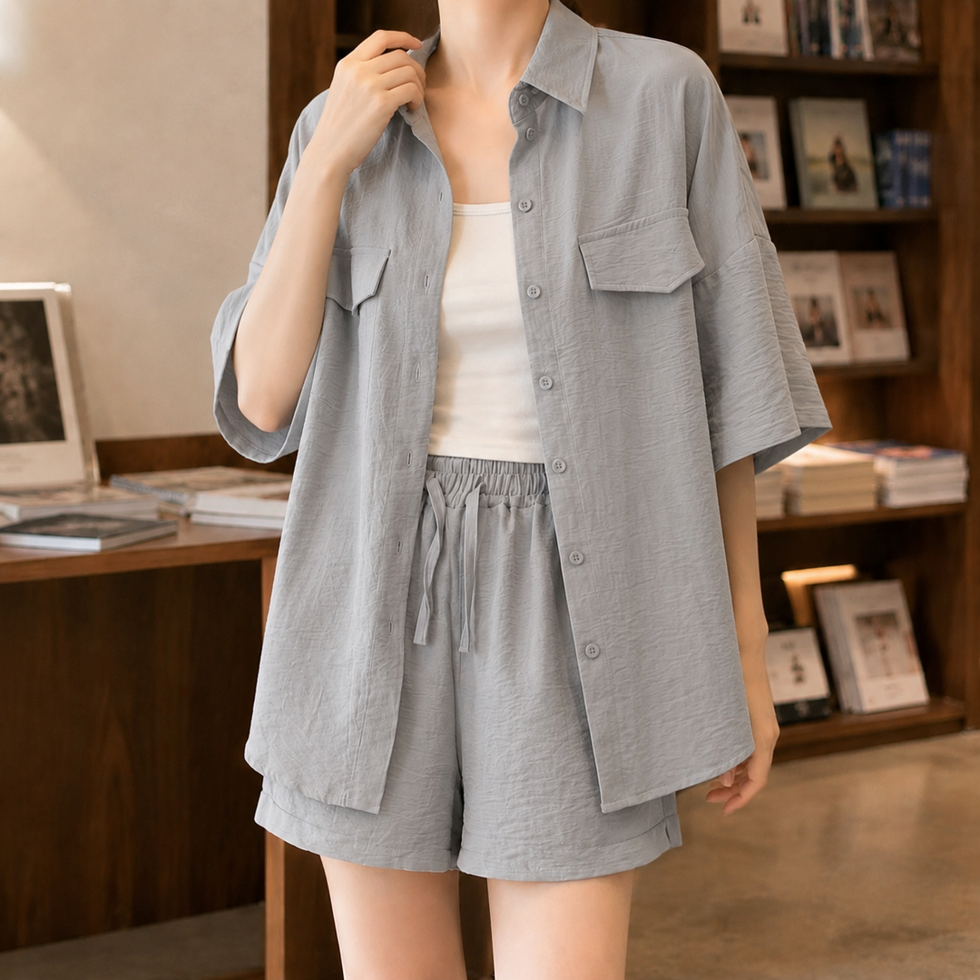 Women's Ernestine Relaxed Set in Khaki | Invictora.com
