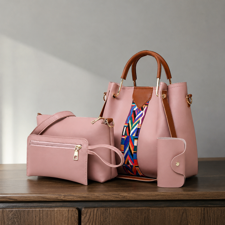 Women's Arcuri Geo Handbag Set in Black | Invictora.com