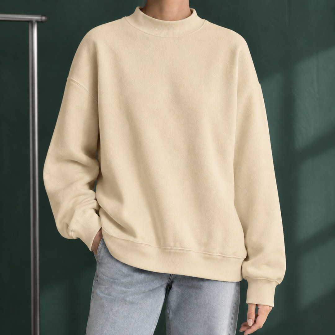 Women's Ancelin Mock Neck Sweater in White | Invictora.com