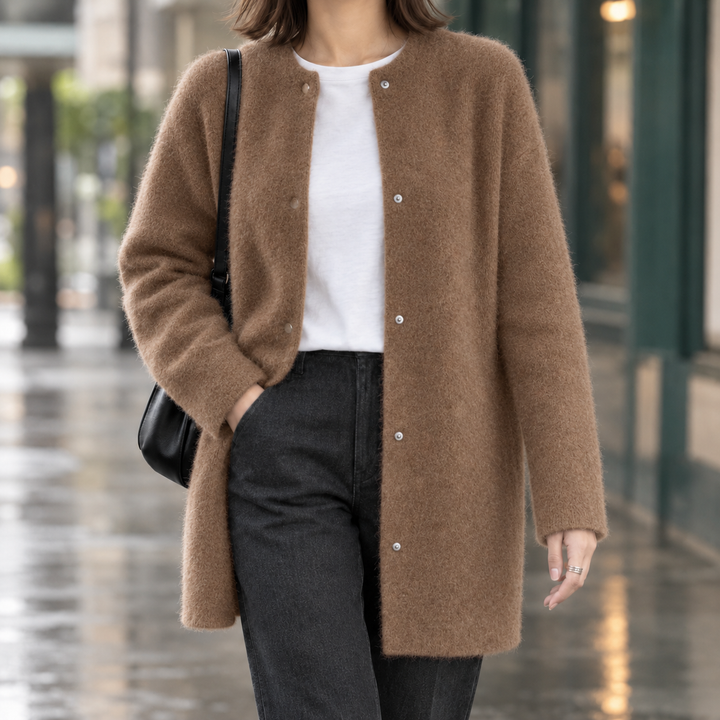 Women's Lillian Brushed Cardigan in Off White | Invictora.com