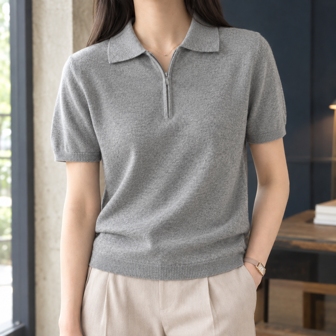 Women's Giulietta-Eve Zip Polo in Navy Blue | Invictora.com