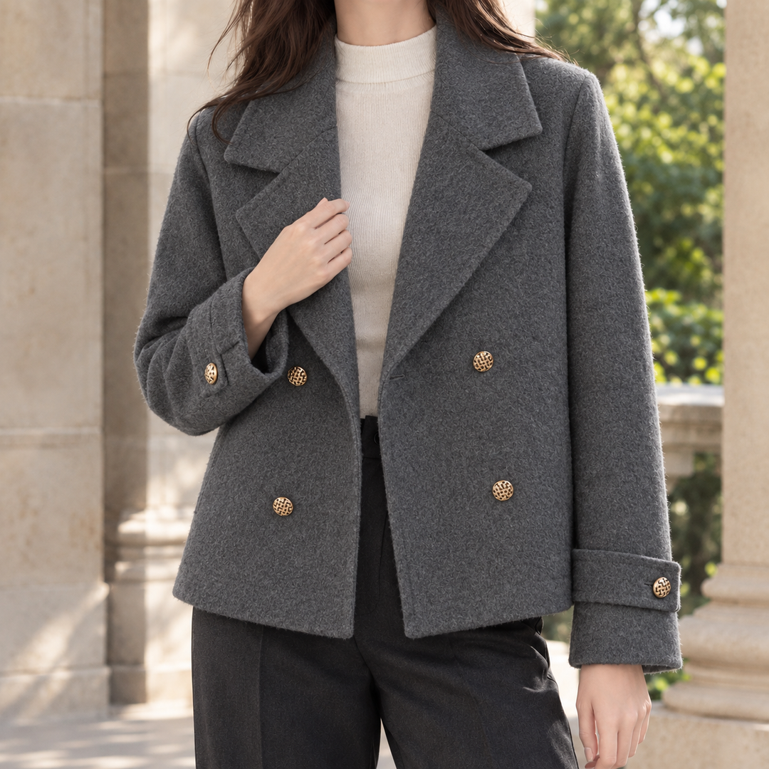 Women's Portia-Faye Double-Breasted Jacket in Cream | Invictora.com