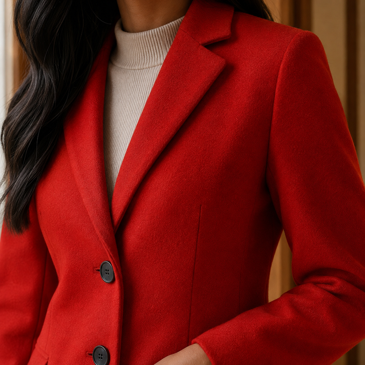 Women's Simone Tailored Coat in Red | Invictora.com