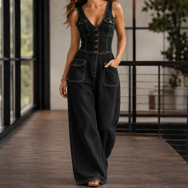 Women's Simone-Hope V Neck Jumpsuit in Light Blue | Invictora.com