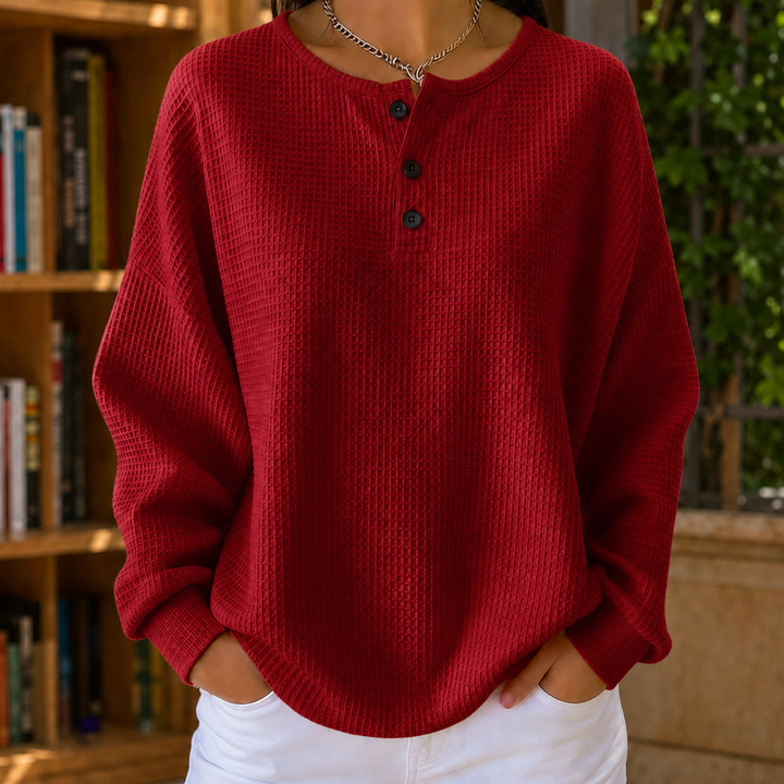 Women's Annabel-Louise Waffle Sweater in Orange | Invictora.com