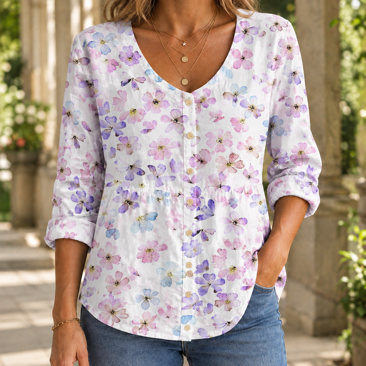 Women's Odette-Hope Scoop Neck Blouse in Blue | Invictora.com