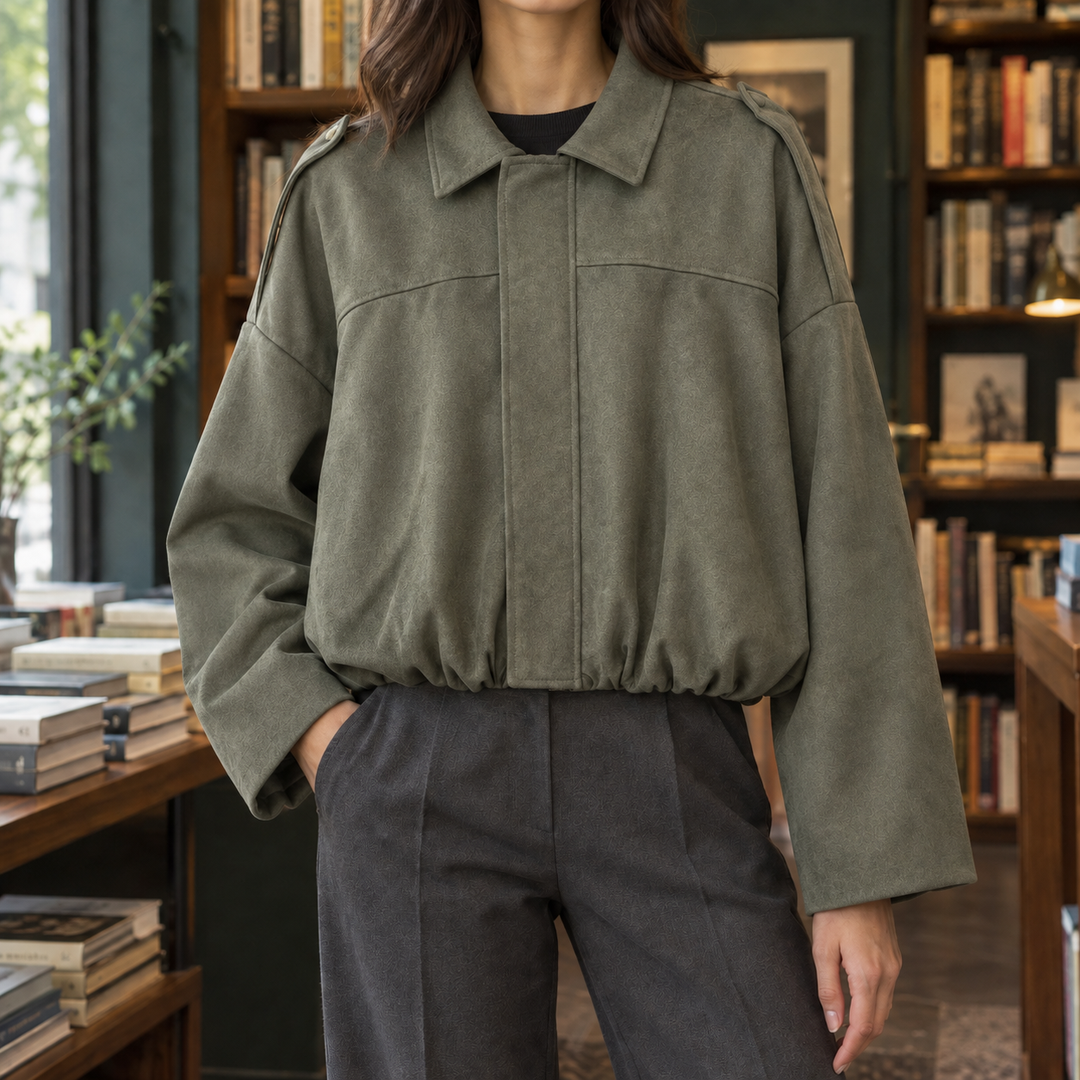 Women's Riley-Skye Suede Bomber Jacket in Black | Invictora.com