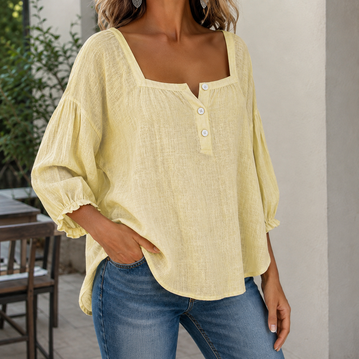 Women's Valencia Square Neck Blouse in White | Invictora.com