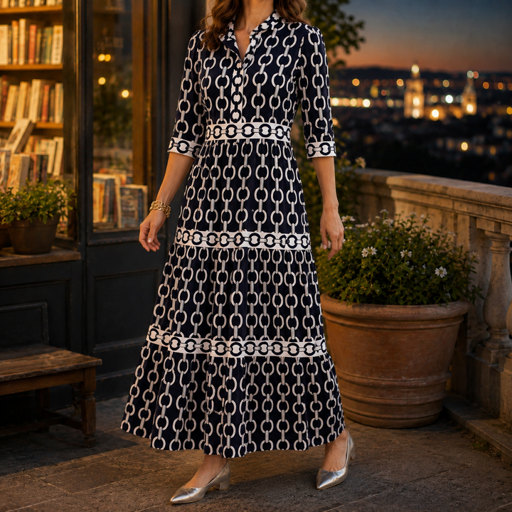 Women's Alba Tiered Maxi Dress in Blue | Invictora.com