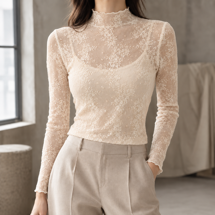 Women's Anouk-Faye Mock Neck Top in White | Invictora.com