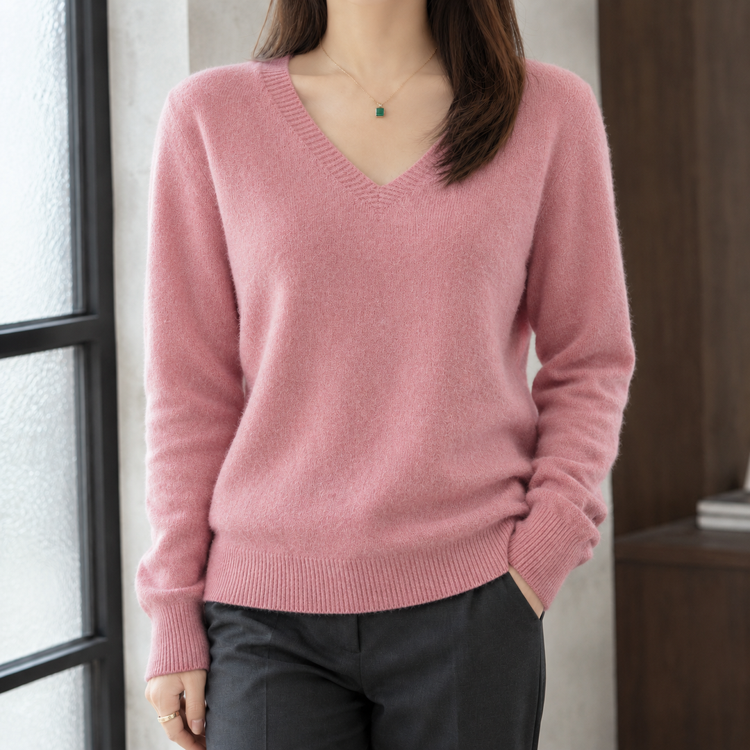 Women's Natalie V-Neck Sweater in Black | Invictora.com