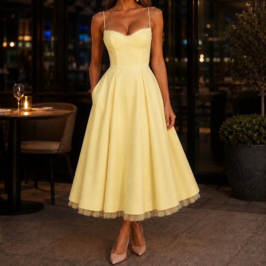 Women's Tamsin-Skye Corset Midi Dress in Pink | Invictora.com