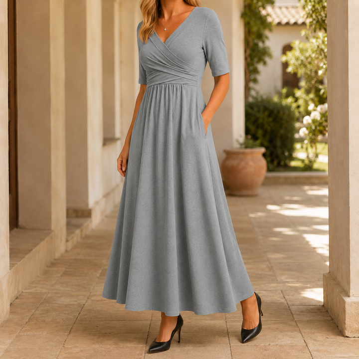 Women's Penelope-Louise Crossover Dress in Navy Blue | Invictora.com