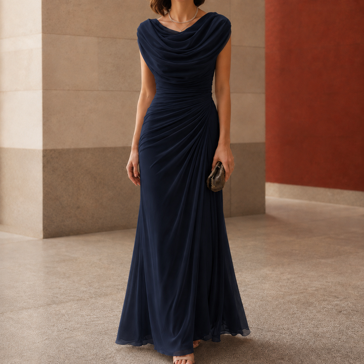 Women's Sylvie-Skye Cowl Maxi Dress in Taupe | Invictora.com