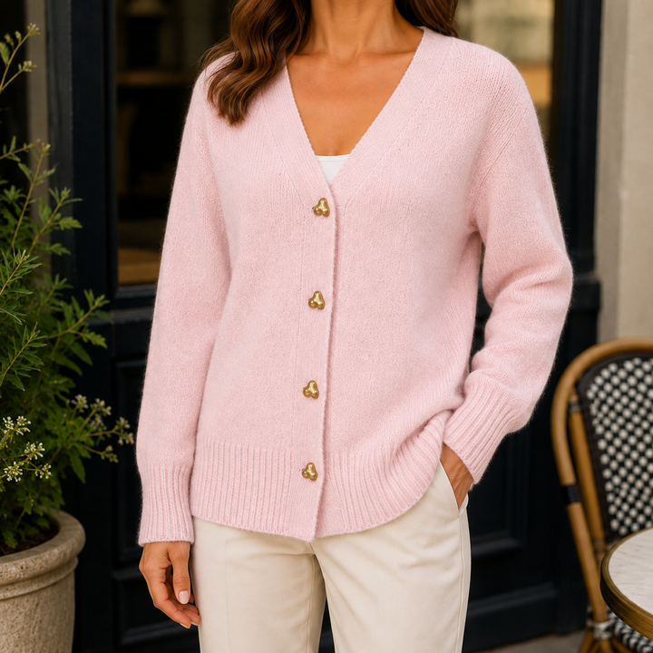 Women's Adriana Heart-Button Sweater in Gray | Invictora.com