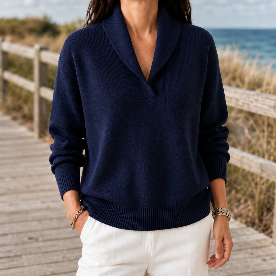 Women's Marlene-Hope Shawl Collar Sweater in Green | Invictora.com