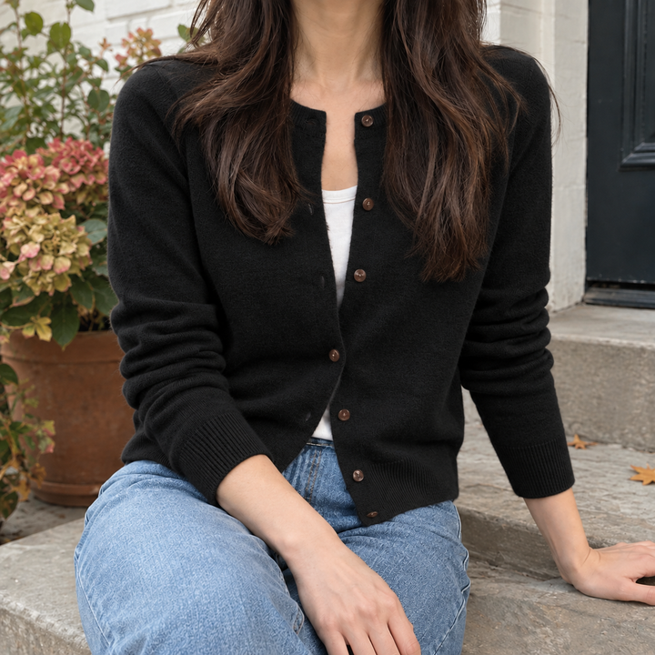 Women's Winona-Grace Round Neck Cardigan in Brown | Invictora.com