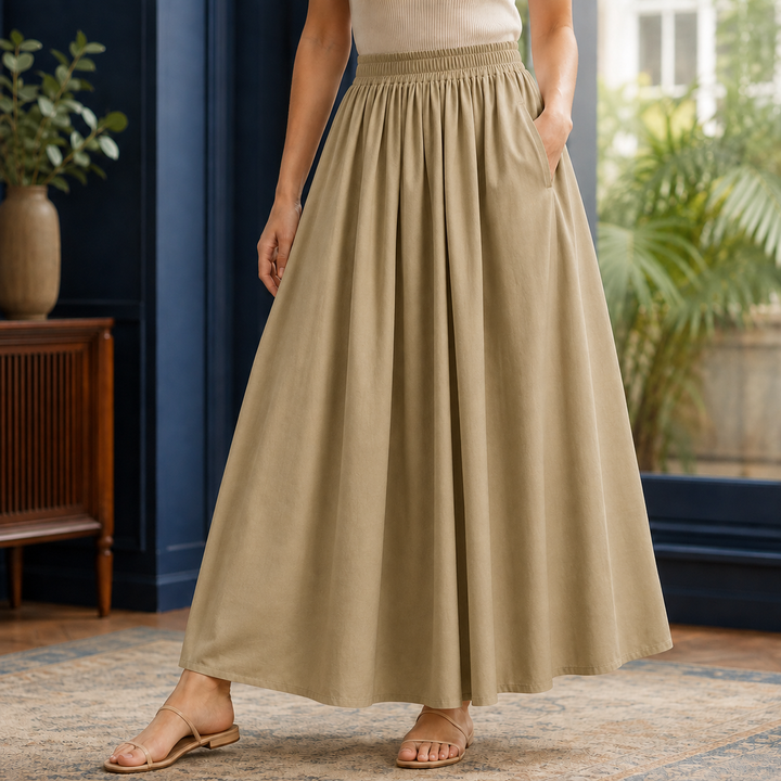 Women's Carlotta Gathered Maxi Skirt in White | Invictora.com