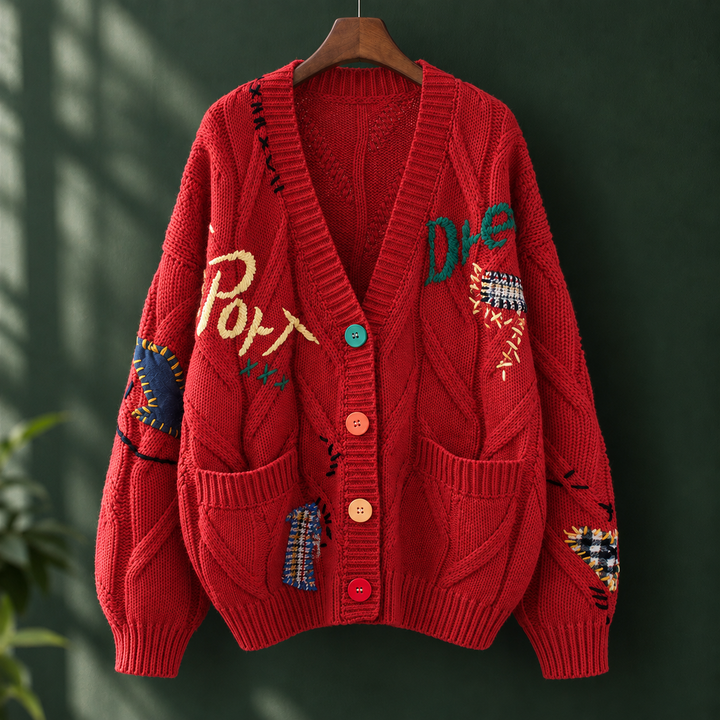 Women's Rebecca Embroidered Cardigan in Apricot | Invictora.com