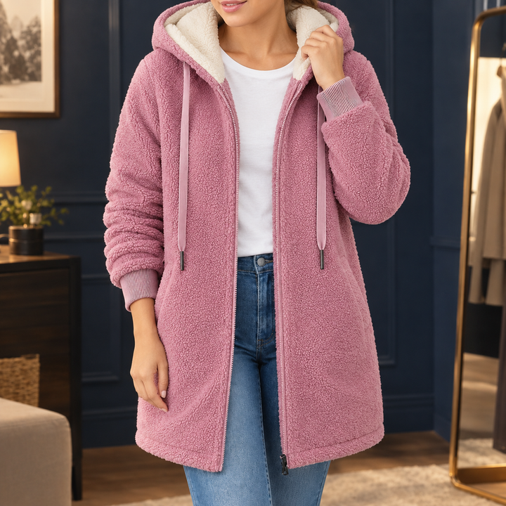 Women's Fleur-Faye Hooded Fleece Jacket in Blue | Invictora.com