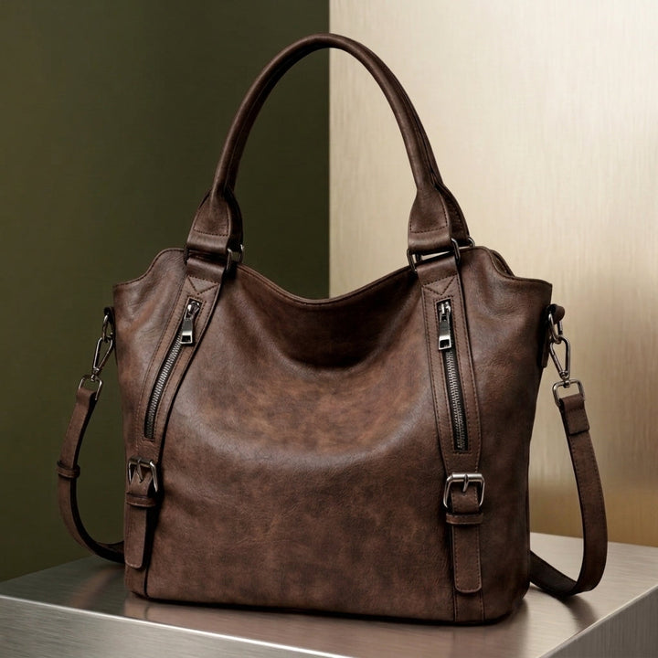 Women's Valencia Buckled Tote in Coffee | Invictora.com