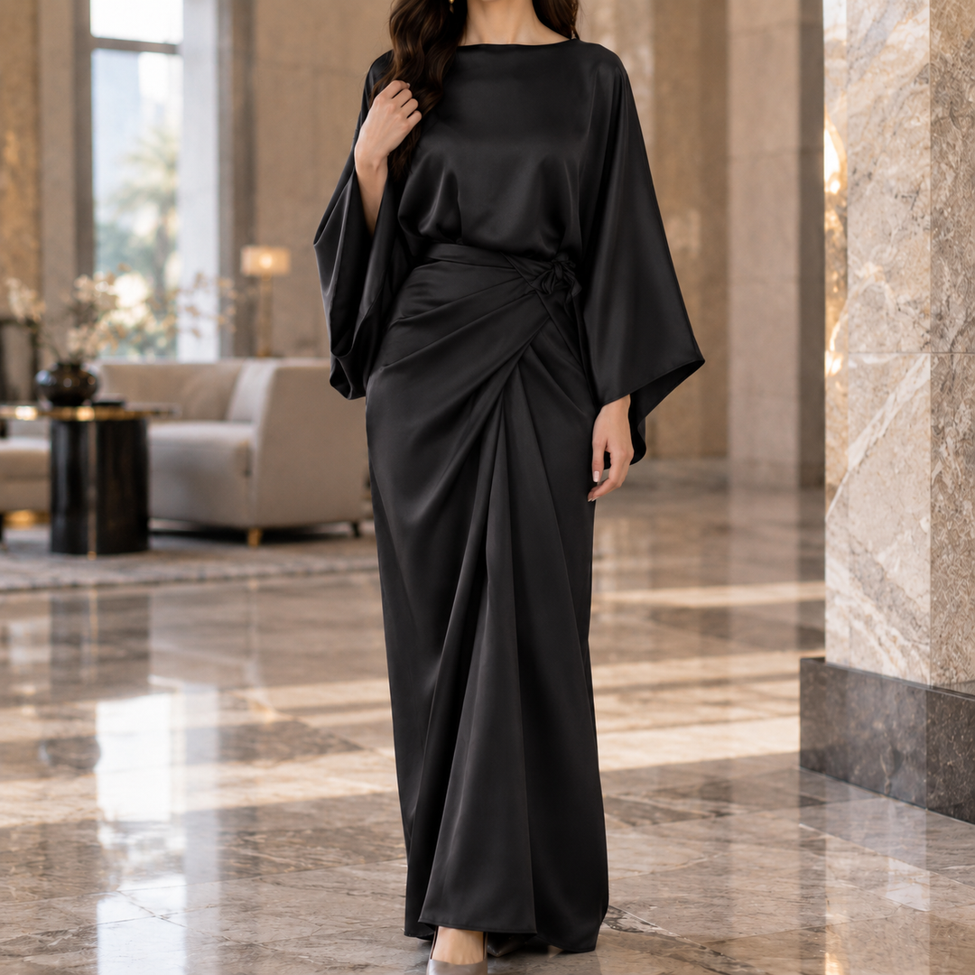 Women's Cecily-Pearl Draped Maxi Dress in Olive Green | Invictora.com