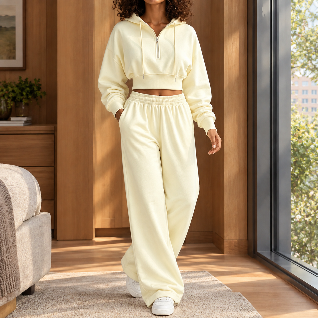 Women's Katia-Elise Relaxed Set in White Apricot | Invictora.com