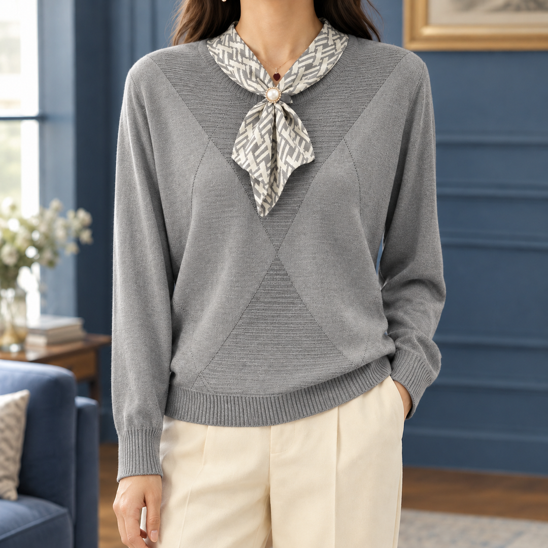 Women's Doverton Scarf Neck Sweater in Angora Red | Invictora.com