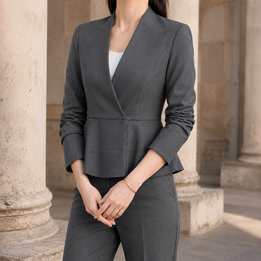 Women's Catriona Peplum Blazer in Navy Blue | Invictora.com