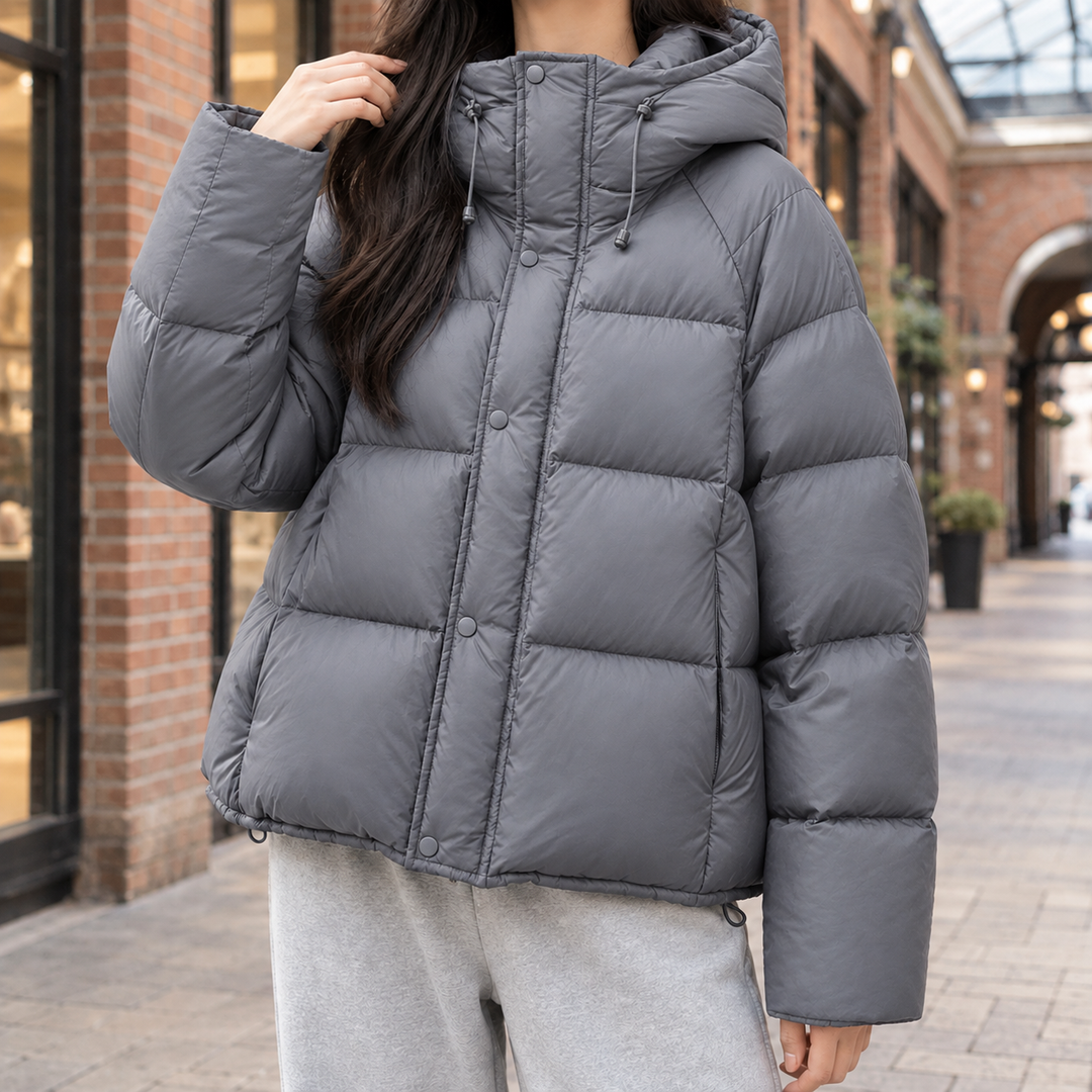 Women's Adelia Hooded Puffer Jacket in Black | Invictora.com